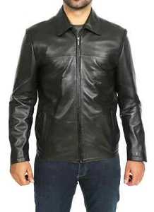 CLASSIC New Men's Black Jacket 100% Pure Sheepskin Bomber Biker Coat Jacket - Picture 1 of 7