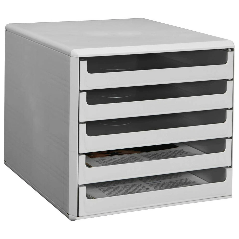 Metzger & Mendle Schubladenbox mit 5 Schüben - hellgrau (30050909)