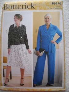 Skirt Jacket Pants Misses Size 14-22 Butterick 6820 Sewing Pattern - Picture 1 of 2