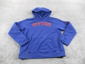 Nike New York Knicks Youth Medium Boys Spell Out Blue Embroidered Sweater Hooded - Picture 1 of 15