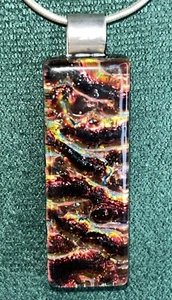 Sterling Silver 925 Necklace With Vibrant Glass Pendant - c 15” Chain - Picture 1 of 8