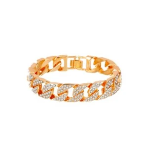 Modeschmuck Übertriebener Zink Legierung Dick Kette Breit Zirkonia Armband Neu - Bild 1 von 14