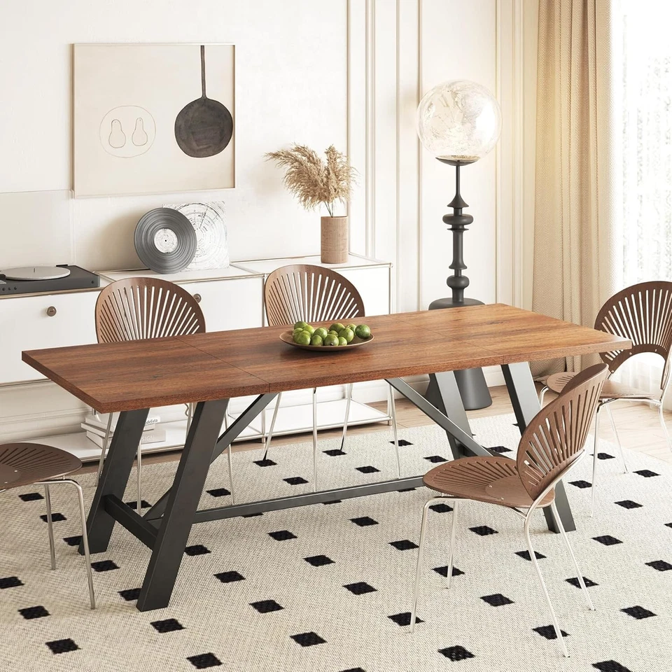 70.8" Large Rectangular Dining Table for 6 People Wood Breakfast Kitchen Table - Image 1 of 4