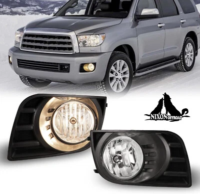 Conjunto de luces antiniebla transparentes interruptor de cableado de lámpara de parachoques para Toyota Sequoia 2008-2017 Foto 1 de 4