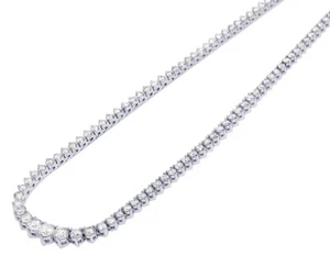 14k White Gold Graduated Tennis 3 Prong Setting 7CT Real Diamond Necklace 16" - Picture 1 of 5