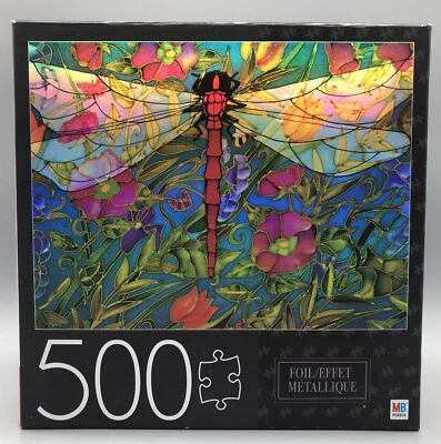 Red Dragonfly Foil Fantasy 500 Piece Puzzle Milton Bradley 2019 Uncounted - Image 1 of 4
