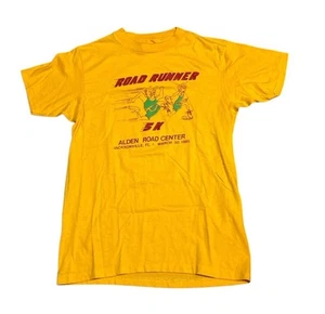 Vintage 80s Road Runner 5K T-shirt Women’s S Yellow USA Made Single Stitch - Picture 1 of 15