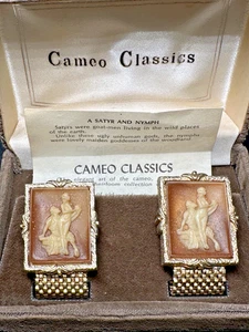 Gemelli vintage swank satyr & nymph tono oro cammeo classici h600 - Foto 1 di 16
