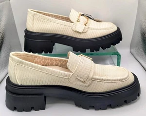Elle Ladies Chunky Cream Crocodile Skin Patterned Shoes In Size UK 5 - Picture 1 of 15