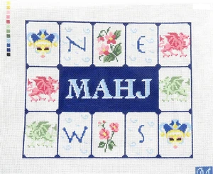 Maura Nolan Mah Jongg Tile Bag Ornament Handpainted Needlepoint Canvas - Picture 1 of 1