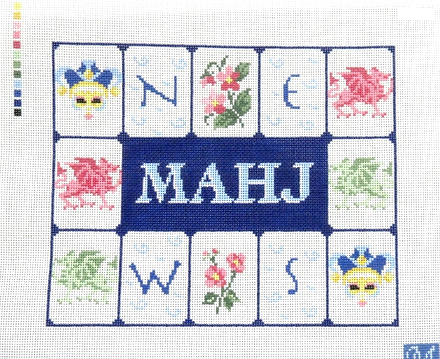 Maura Nolan Mah Jongg Tile Bag Ornament Handpainted Needlepoint Canvas - Image 1 of 1