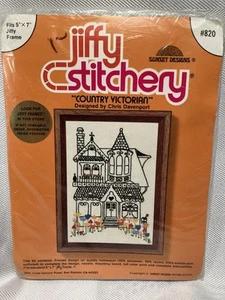 Vintage Jiffy Stitchery 1978 Country Victorian Crewel Kit 820 - Imagen 1 de 3