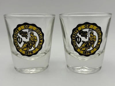 Pair of Vintage Colorado Buffaloes Shot Glass NCAA University CU Boulder - Image 1 of 2