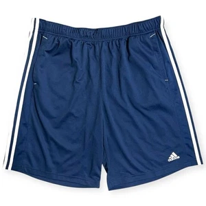 NWT Adidas Climalite Essentials Shorts Blue White 3 Stripes Mens Size XL - Picture 1 of 5
