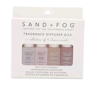 Sand and Fog Fragrance Diffuser Oils 4x10ml -Eucalyptus-Vanilla- Cotton-Teakwood - Image 1 of 2