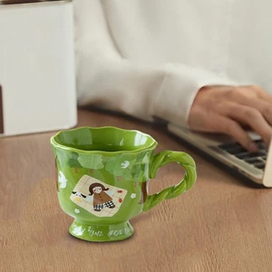 Coffee Cup with Handle Cartoon Decoration Large Belly Mug for Wife Home Dorm - Picture 1 of 7