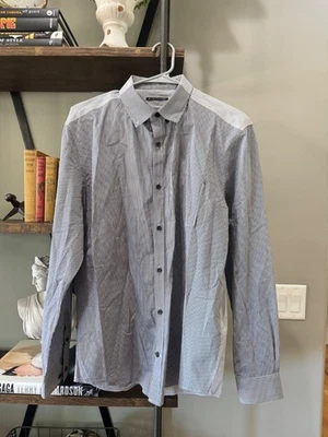 Elie Tahari Classic Fit Button Up Checkered Dress Shirt Black White Mens Size La - Image 1 of 4