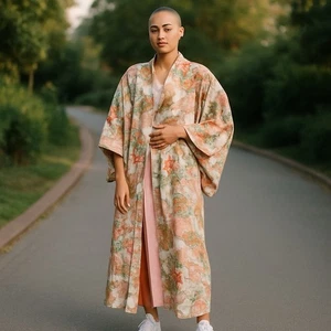 Kimono Robe / Japanese Classy Floral Brocade Patterned Silk Vintage Kimono - Picture 1 of 7