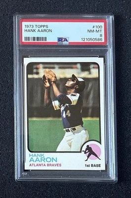 1973 Topps - #100 Hank Aaron - PSA 8 (grado nuevo) Foto 1 de 2