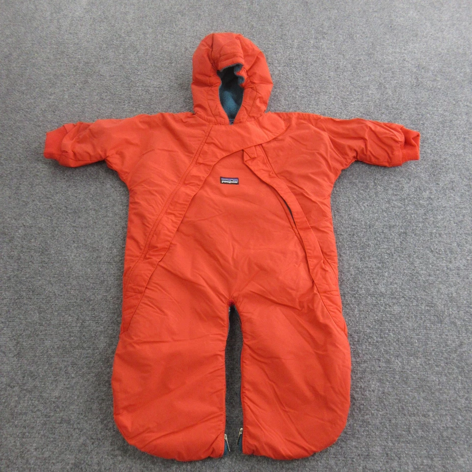 Patagonia Bunting Traje de Nieve Infantil Naranja Invierno Con Capucha Forrado de Vellón Cremallera Piernas Foto 1 de 4