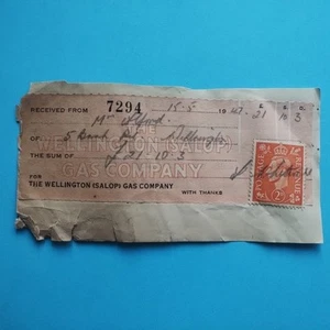 Vintage Wellington (Salop) Gas Company Shropshire Quittungsmarke 1947 - Bild 1 von 5