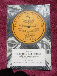 The RECORD COLLECTOR Magazine 1953 V8 11&12 MATTIA BATTISTINI G&T Discography - Picture 1 of 3