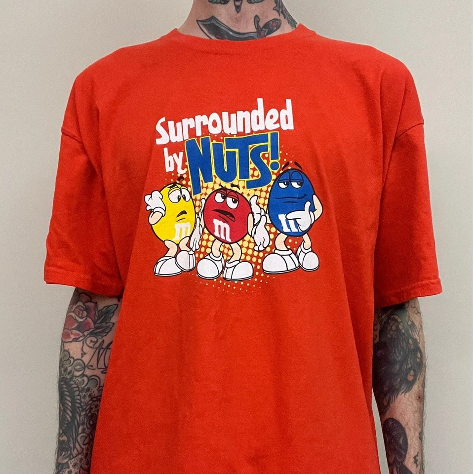 Camiseta De Colección Y2K M&M's Caramelo Snack Dibujos Animados Parodia Comedia Divertida Naranja XL Foto 1 de 4