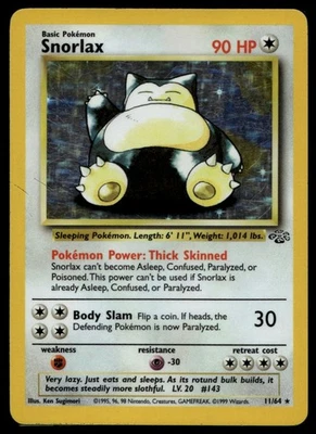 Snorlax Holo Rare Jungle 11/64 MP - Image 1 of 2