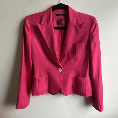 Chaqueta Blazer Ralph Lauren 100% Etiqueta Verde Seda Mangas Largas Fucsia Talla 4P Foto 1 de 4