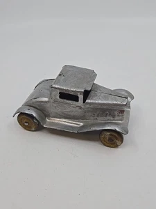 RARE Vintage 1930s WYANDOTTE Coupe Car Pressed Steel Toy 8” Long Wood Wheels - Picture 1 of 5
