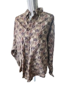 Natural Issue Men's UNISEX Leaves Neutral Long-Sleeve Button-Down Shirt SZ XL - Picture 1 of 5
