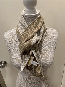 Michael Kors  Scarf Shawl MK Logo Reversible Fringe Winter Elegant - Picture 1 of 6