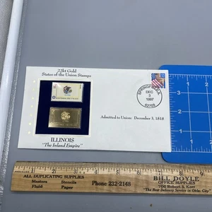 ILLINOIS 22kt Gold Stamps First Day Issue 32 Cent STATES OF THE UNION *No Card* - Picture 1 of 5