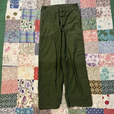 复古 60 年代美国陆军 OH-107 裤裤男式 27x27 褪色绿色 — 第 1/4 张图片