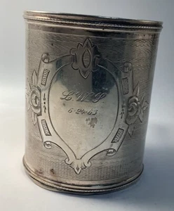Antique 1800s  Sterling Silver Etched Baby Christening Cup - Picture 1 of 6