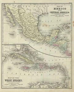 1879 Warren Karte von Mexiko, Mittelamerika und Westindien - Bild 1 von 1