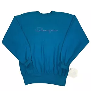 VTG 90s Champion Reverse Weave Blue Embroidered Script Logo Sweatshirt Size 2XL - Picture 1 of 5