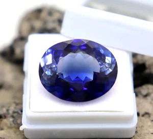 AAA Faceted Deep Blue Tanzanite Certified 32ct Big Size Oval Cut Tanzanite Mined - Picture 1 of 9