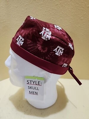 Texas A&M Logo Men's Skull/Chemo Surgical Scrub Hat/Cap Handmade - Image 1 of 4
