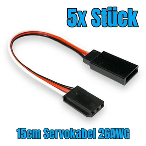 ✅ 5x Servokabel 15cm Stecker Buchse Servo Verlängerung Futaba Robbe 26AWG RC ✅ - Bild 1 von 15
