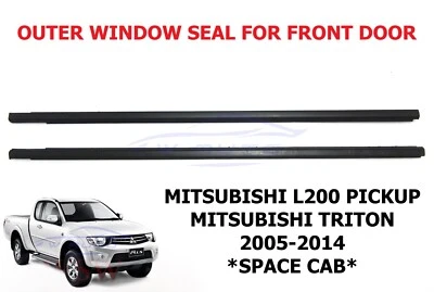 PAIR OUTER WINDOW SEAL DOOR STRIP FIT MITSUBISHI L200 TRITON 2005-2014 SPACE CAB - Image 1 of 4