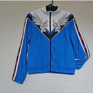 Victoria’s Secret PINK Blue Stripe Sparkle Applique Windbreaker Jacket (XS/S) - Picture 1 of 6