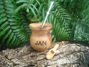 Personalized Mate Cup, bombilla Straw , Mate cup wood, yerba mate cup, Custom G - Picture 1 of 6