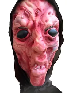 ZOMBIE MASK WITH BLINKING EYES. LATEX . ADULT SIZE. PLUS HOOD - Picture 1 of 2