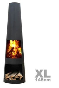 Terrassen ofen Garten Kamin Rengo XL Black 150cm Feuer Stelle Tonne Metall Stahl - Bild 1 von 1