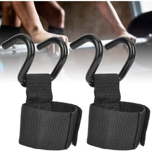 Weight Lifting Metal Hooks Gym Training Deadlift Wrist Support Grips Straps Wrap - Picture 1 of 22