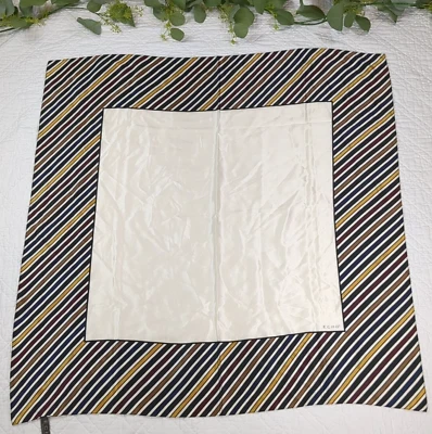 Cachecol quadrado listrado Echo feminino 100% seda branco e amarelo - Imagem 1 de 4