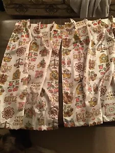 4 Paar Vintage Ringe glänzend Cafe Vorhänge Küche Druck Textur 33" Breite x 35" Länge - Bild 1 von 8