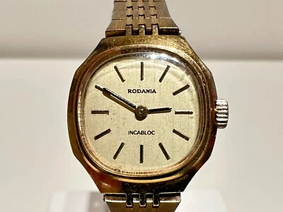 VINTAGE LUXURY SMALL GOLD PLATED MECHANICAL SWISS LADIES WATCH "RODANIA" 17 J - Image 1 of 4