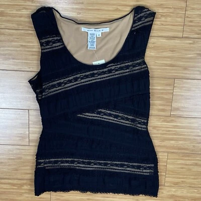 Max Studio Shirt Womens Size Medium Black Lace Pullover Sleeveless Tank Top - Image 1 of 4